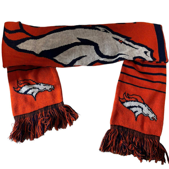 Denver Broncos NFL Football Reversible Knit Scarf - Picture 3 of 4